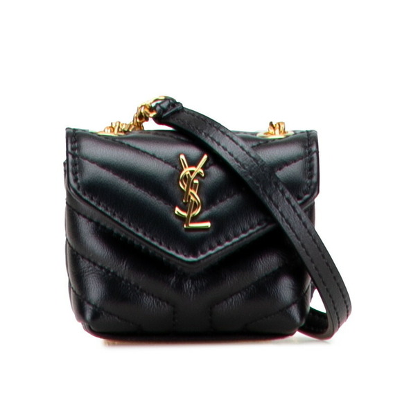 Saint Laurent Handbags - Saint Laurent Lulu Chain Shoulder Bag AirPods Case Wallet Black Gold Leather